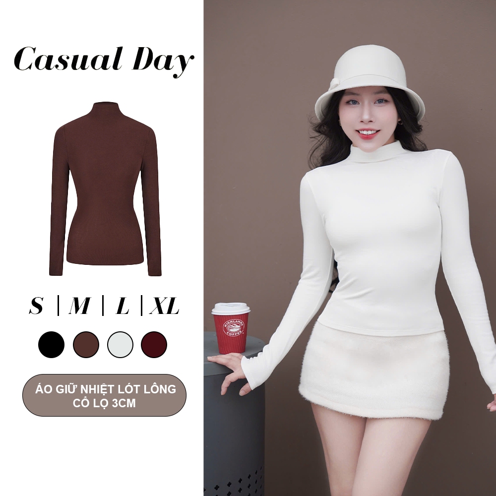 [DEAL MỞ BÁN - LÓT LÔNG] Áo thun nữ cổ lọ 3p LÓT LÔNG Dài tay Ôm Body giữ nhiệt Casual Day LL6