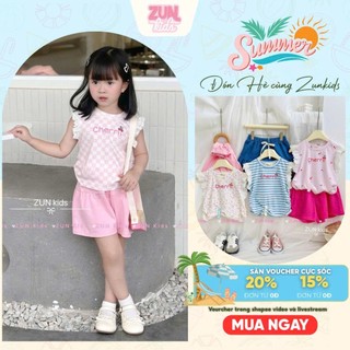 Bộ Quần Áo Bé Gái AZD544 – Set Thun In Chữ Cherry Dễ Thương