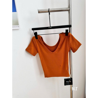 Áo thun cotton cổ thuyền cộc tay có đệm vai (hàng QC -Wu33) #2301
