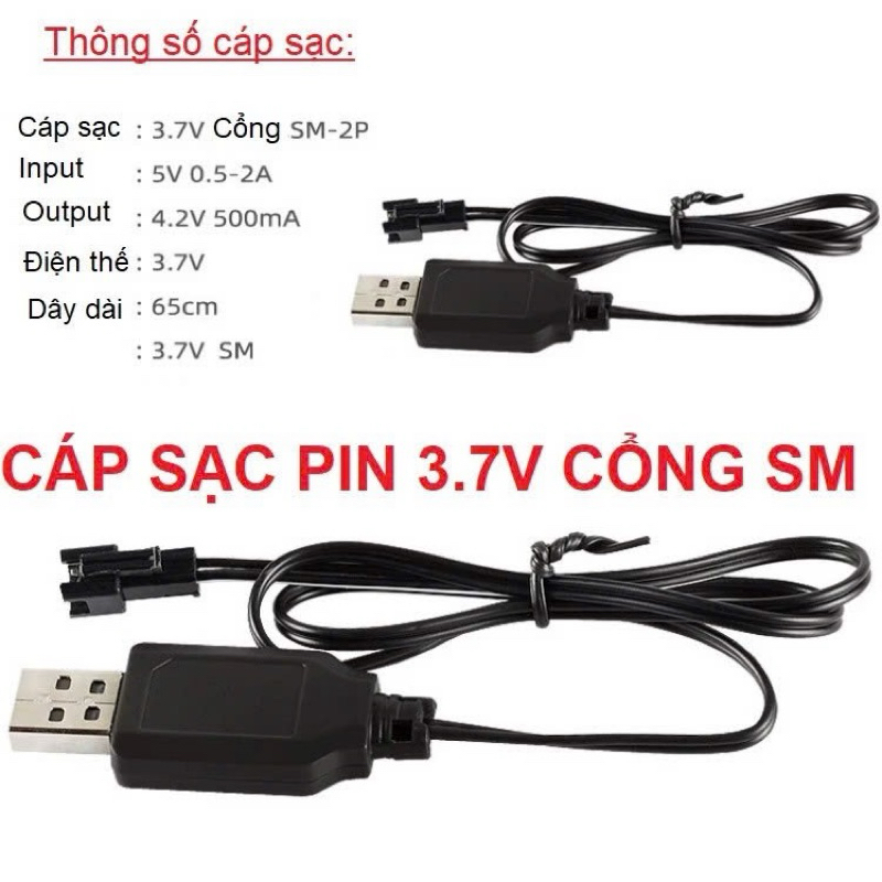 Cáp Sạc USB Đồ Chơi Điều Khiển Từ Xa Xe Súng Điện 3.7 Sạc Pin Lithium SM4P Cắm 7.4V