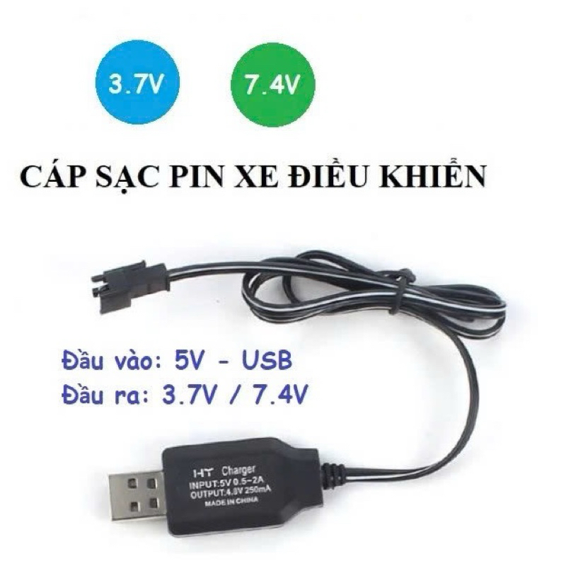 Cáp Sạc USB Đồ Chơi Điều Khiển Từ Xa Xe Súng Điện 3.7 Sạc Pin Lithium SM4P Cắm 7.4V