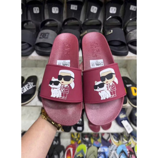 Dép Nam KarrL Phong Cách Trẻ Logo Ông Già _Quai Cao Su Đỏ Đen 2 Màu Hợp Thời Trang Đủ Size 37-43.