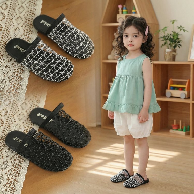 Giày dép thời trang chống trượt cho bé gái, giày dép thoáng khí với lưới thoáng mát
