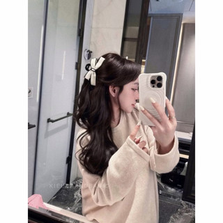 kẹp tóc nơ da chỉ viền đen trẻ trung chuẩn hot girl