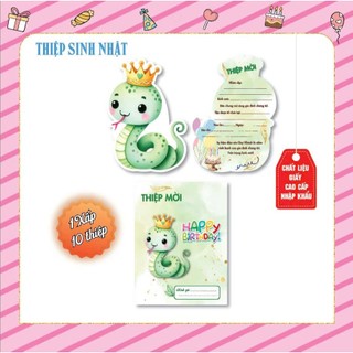 Thiệp mời sinh nhật rắn, thôi nôi ngựa , giấy nhập khẩu cao cấp kt 10.5 x 15 cm 1 BỘ 10 CÁI /20K mẫu mới sêu hot