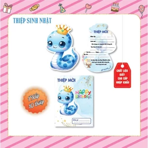 Thiệp mời sinh nhật rắn, thôi nôi ngựa , giấy nhập khẩu cao cấp kt 10.5 x 15 cm 1 BỘ 10 CÁI /20K mẫu mới sêu hot