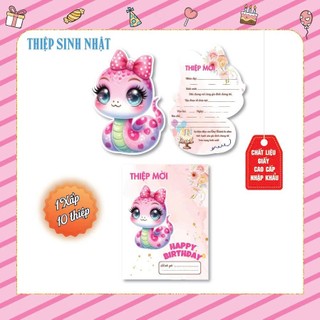 Thiệp mời sinh nhật rắn, thôi nôi ngựa , giấy nhập khẩu cao cấp kt 10.5 x 15 cm 1 BỘ 10 CÁI /20K mẫu mới sêu hot