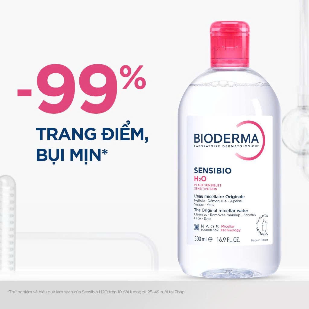 Dung dịch làm sạch và tẩy trang công nghệ Micellar cho da thường & nhạy cảm Bioderma Sensibio H2O - 500ml