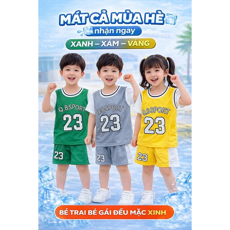 Bộ Quần Áo Thể Thao Trẻ Em Q.B SPORT 23 – Thoáng Mát, Năng Động Cho Bé