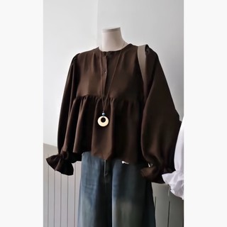 Áo babydoll cổ khuy tay bèo ChangStore - A39