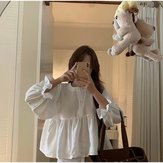 Áo babydoll cổ khuy tay bèo ChangStore - A39