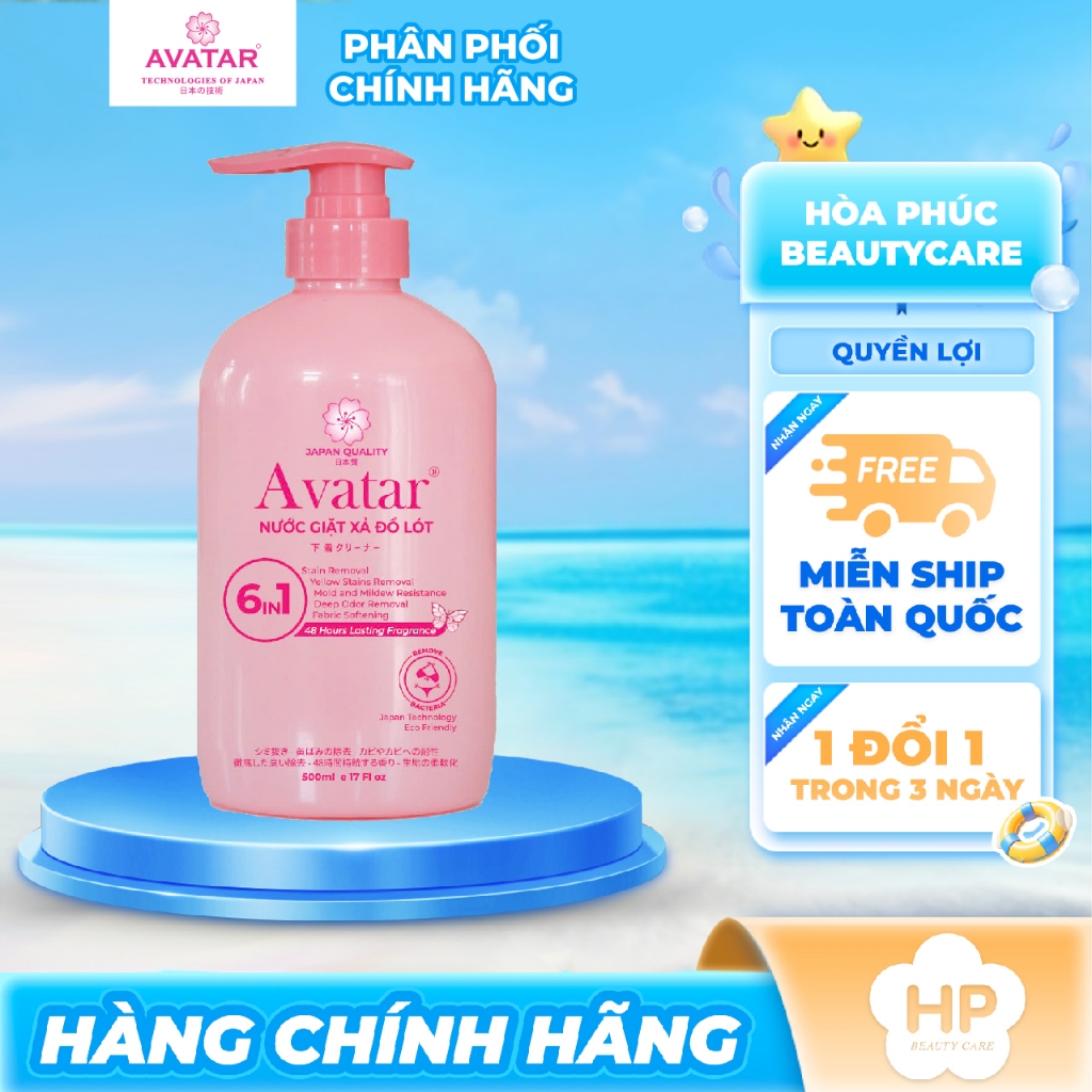 Nước Giặt Đồ Lót Avatar Lưu Hương 48 Tiếng 6 Trong 1 500ml (Màu Hồng)