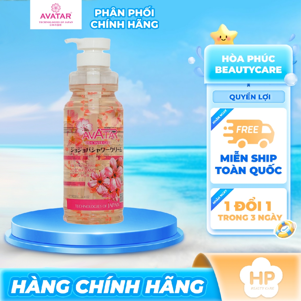 Sữa Tắm Thơm Mịn Da Bông Hoa Jojoba Avatar Chai 900ml