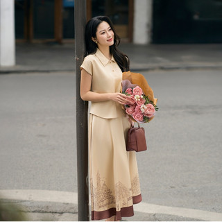 Áo Kiểu Nữ Sơ Mi Lụa LAMER FASHION Dáng Suông Vai Chờm Cổ Bẻ Phối Chân Váy Lụa In Họa Tiết L61B26H022 L62L26Q008