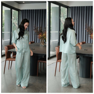 Set Mặc Nhà Lụa Khánh An Gồm Áo Tay Lửng Và Quần Dài Ống Rộng Mặc Thoải Mái Dễ Chịu
