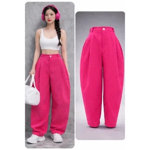 Quần ống cong dáng rộng Ly179 Nhún ly trước sau có túi Kaki dày dặn Sóng Giặt Máy Thoải Mái Phong Cách Đi Làm Học Tiệc