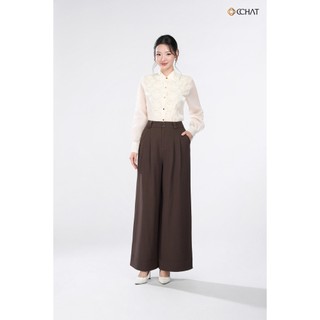 Áo Sơ Mi Nữ 𝐂𝐂𝐇𝐀𝐓 Dáng Suông Kiểu Perfetta Trang Trí Cách Điệu Chất Liệu Tơ Mềm Mại 16FDV8006ST