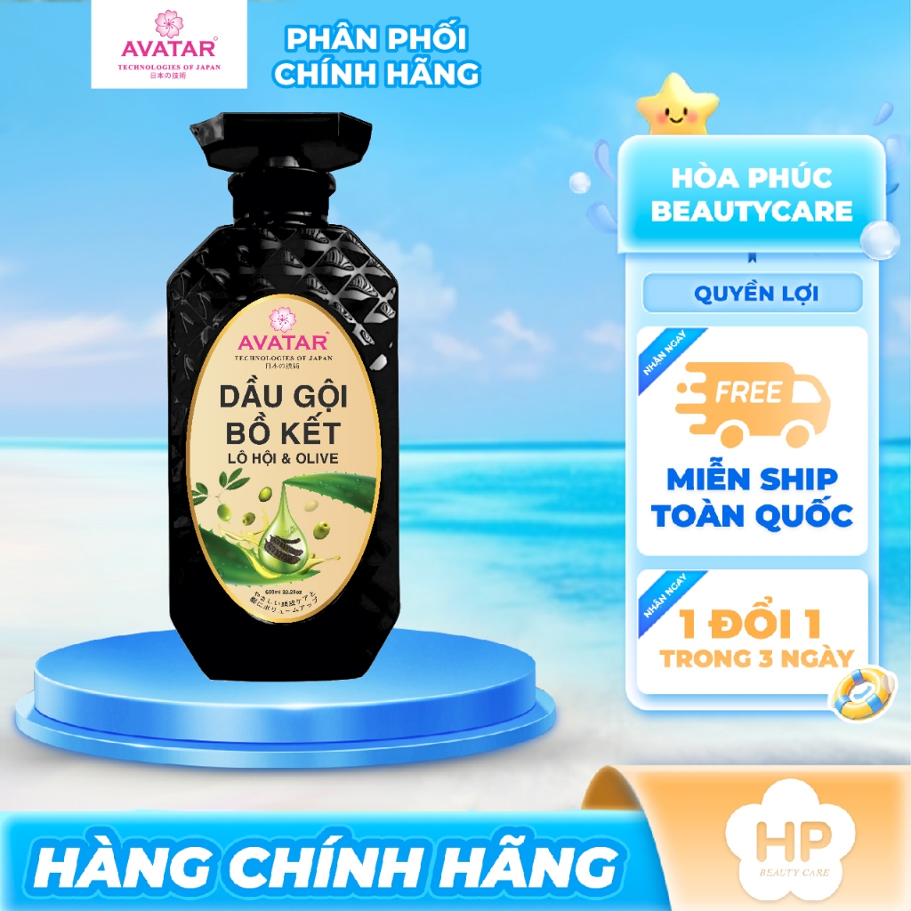 Dầu Gội Phục Hồi Tóc Suôn Mượt Avatar Bồ Kết Lô Hội Và Olive 600mL