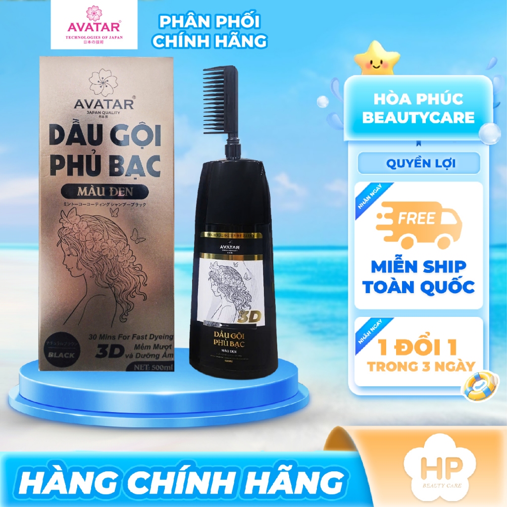 Dầu Gội Phủ Bạc Thảo Dược Avatar Chai 500ML (Màu Đen)