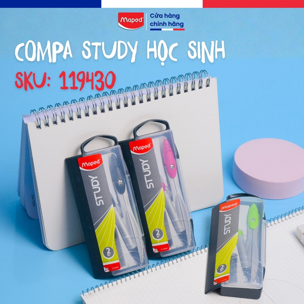 Compa Học Sinh Maped 119430 Chất Lượng Cao, Vẽ Hình Tròn Đường Cong Đẹp ...