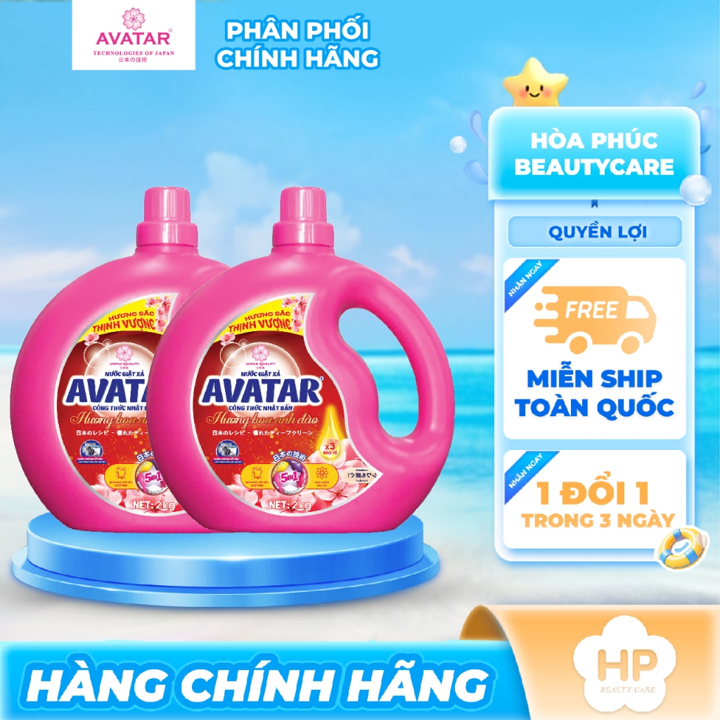 Combo 2 Can Nước Giặt Xả Vải Avatar Hương Hoa Anh Đào 4Kg