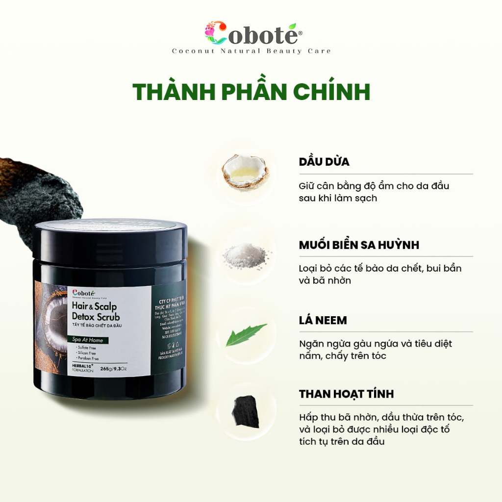 Muối tẩy tế bào chết cho da đầu sạch gàu, giảm ngứa, thành phần an toàn lành tính 75gr/265gr