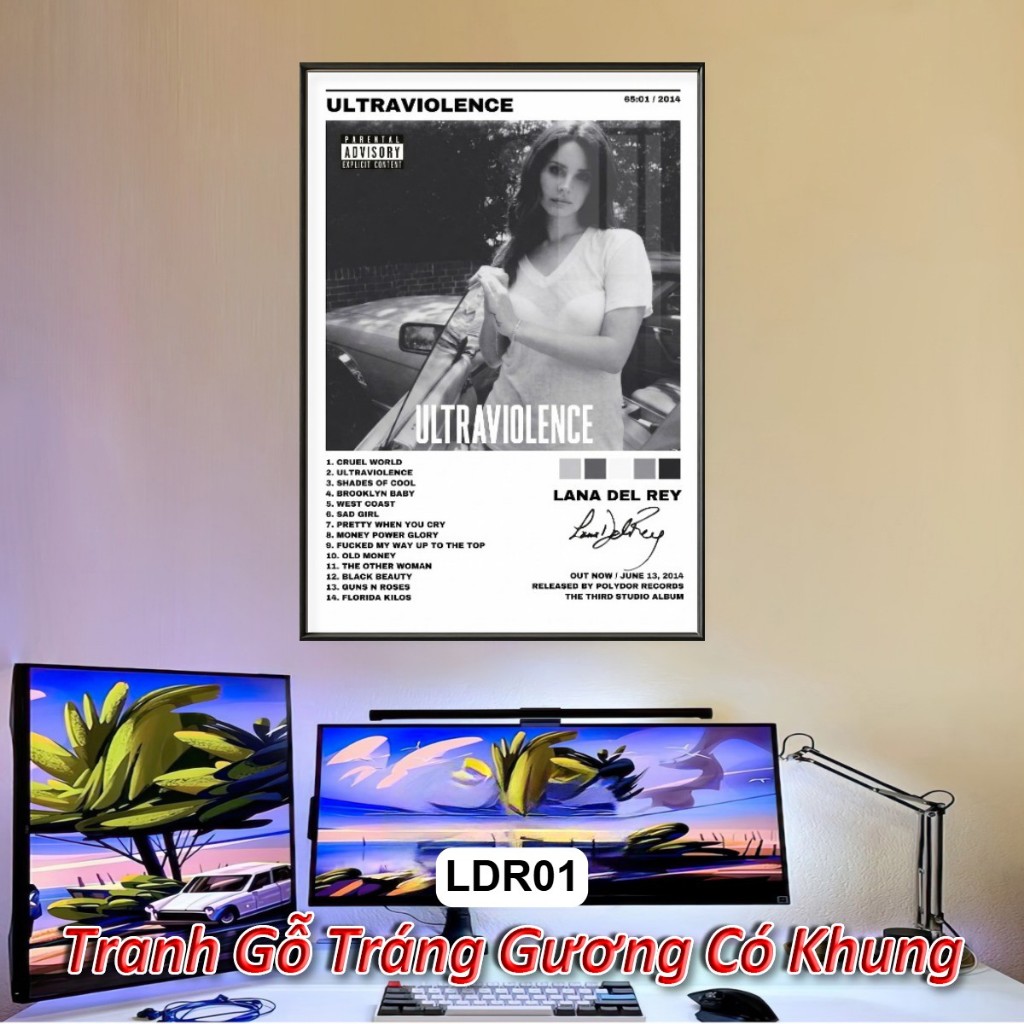 Tranh Album Âm Nhạc của SZA, Lana Del Rey Tráng Gương Khung Composite Decor Treo Tường Trang Trí