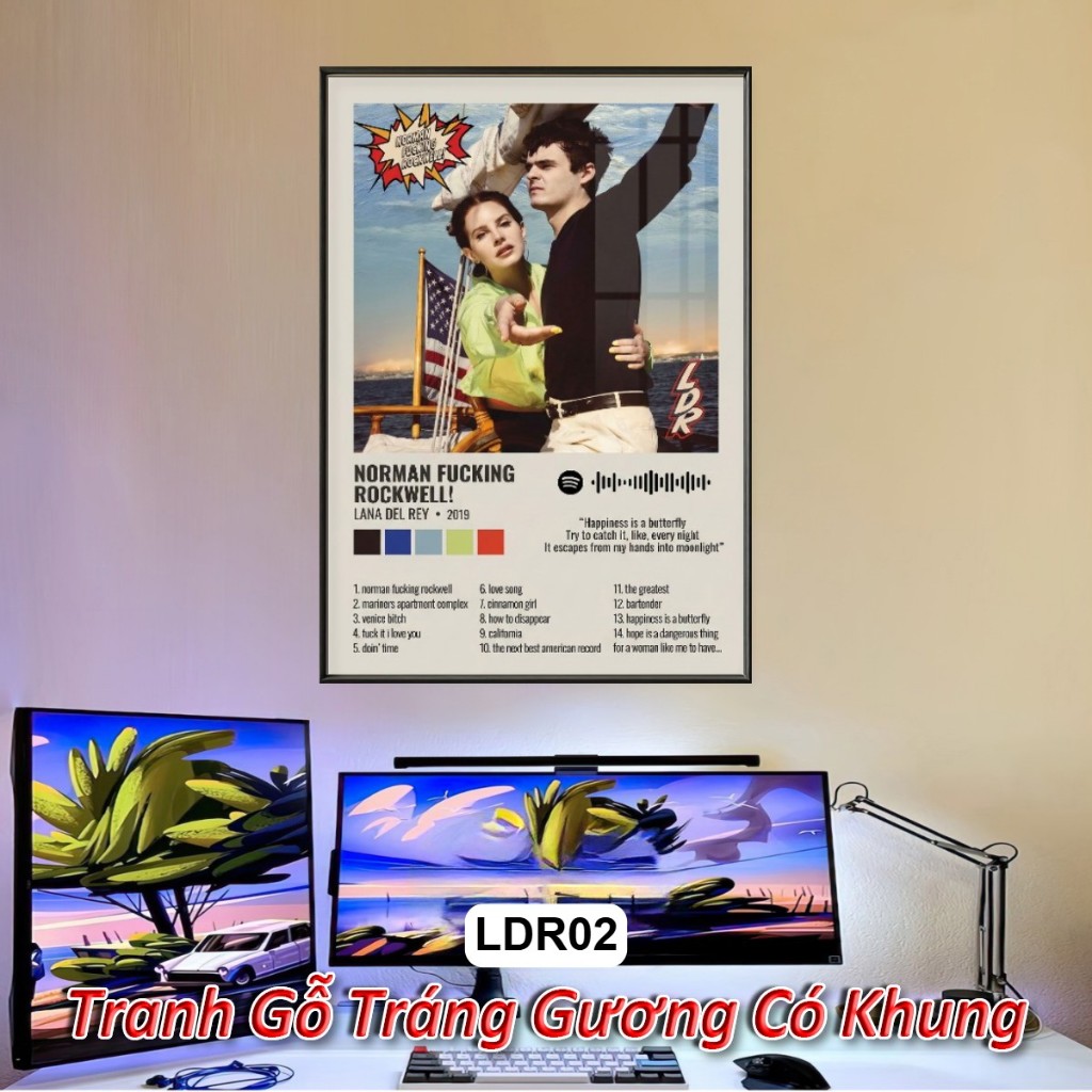 Tranh Album Âm Nhạc của SZA, Lana Del Rey Tráng Gương Khung Composite Decor Treo Tường Trang Trí