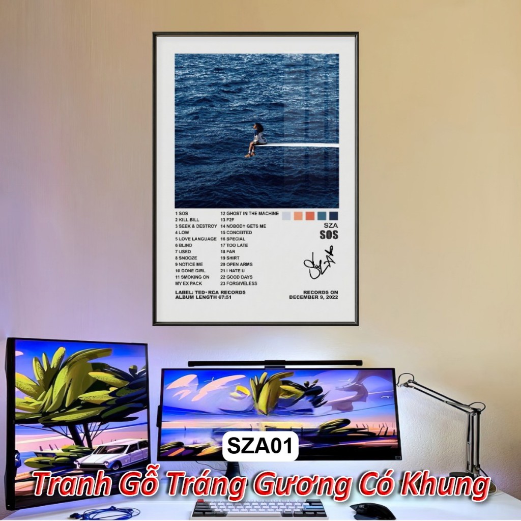 Tranh Album Âm Nhạc của SZA, Lana Del Rey Tráng Gương Khung Composite Decor Treo Tường Trang Trí
