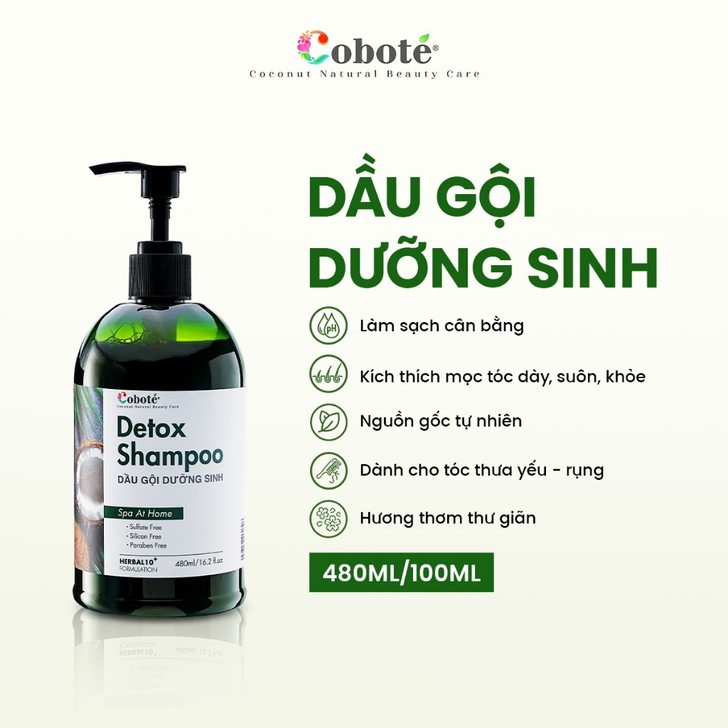Dầu gội kích thích mọc tóc, làm phồng tóc Coboté Detox – Giúp tóc dày, khỏe, giảm rụng 100ml/480ml