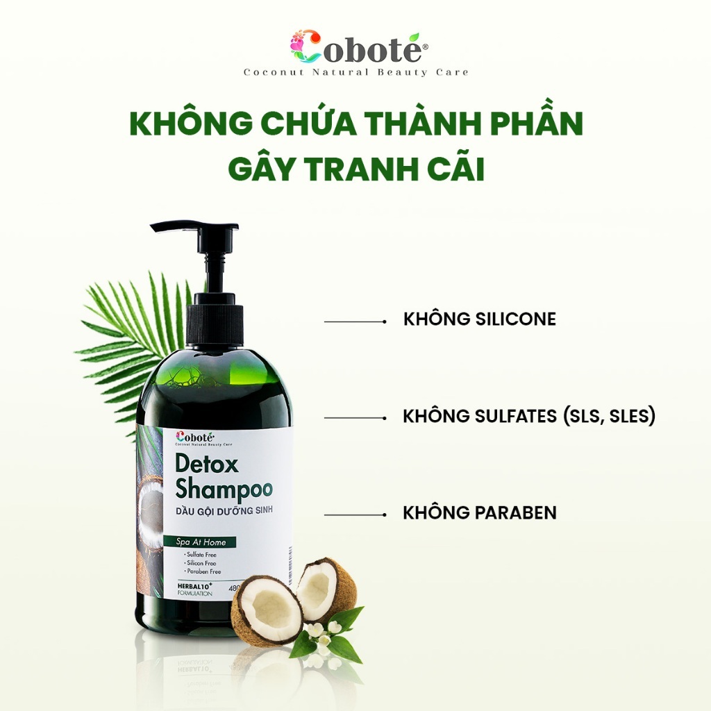 Dầu gội kích thích mọc tóc, làm phồng tóc Coboté Detox – Giúp tóc dày, khỏe, giảm rụng 100ml/480ml
