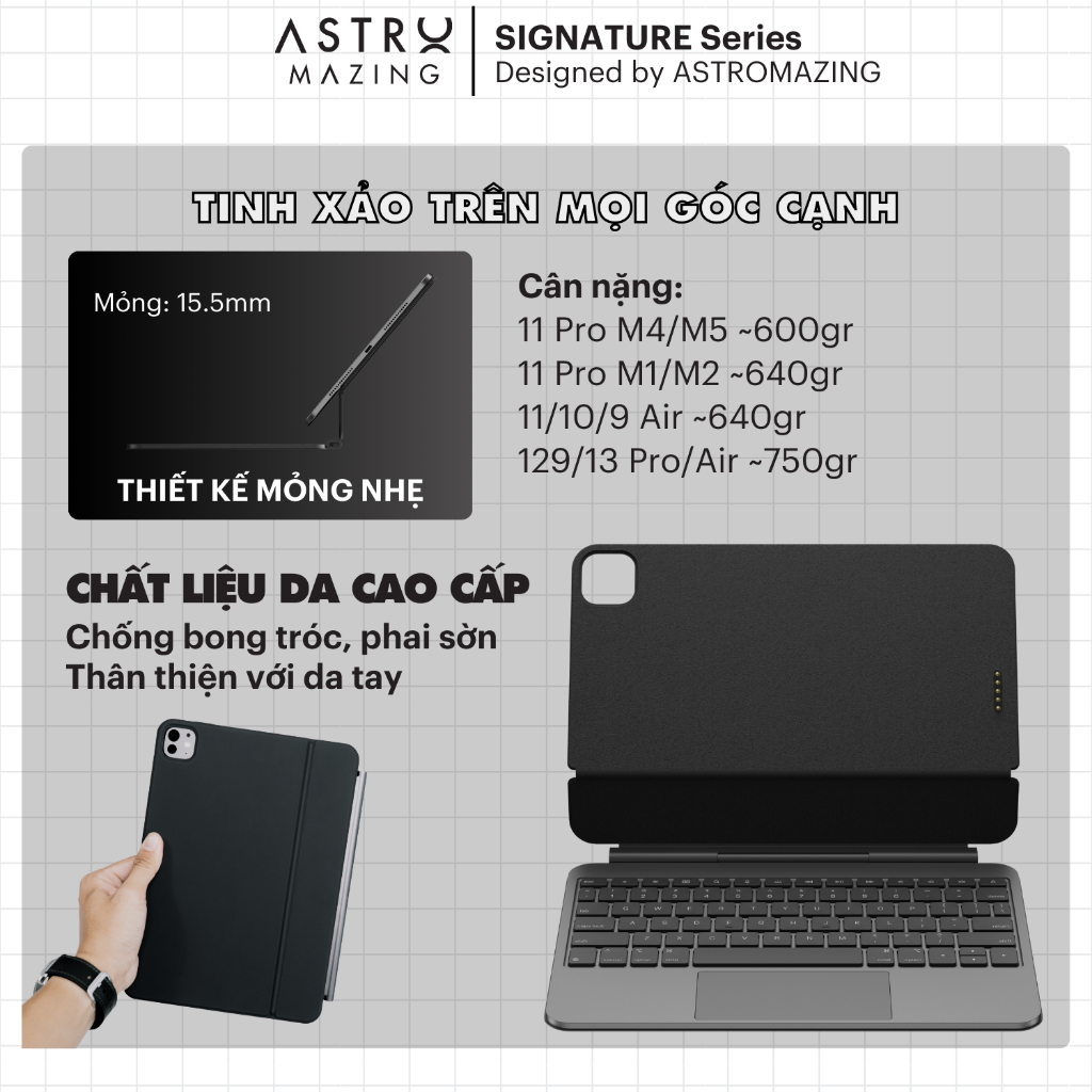 [Magnetic Keyboard V3 Ultra] Bao da bàn phím AstroMazing Pro Magnetic Keyboard dành cho 11 12.9 Air 4 5 6 10 | BigBuy360 - bigbuy360.vn