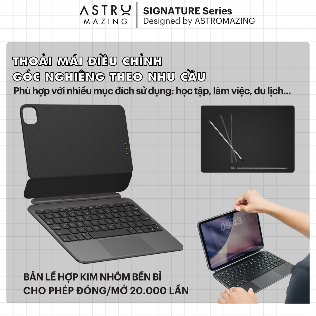 [Magnetic Keyboard V3 Ultra] Bao da bàn phím AstroMazing Pro Magnetic Keyboard dành cho 11 12.9 Air 4 5 6 10 | BigBuy360 - bigbuy360.vn