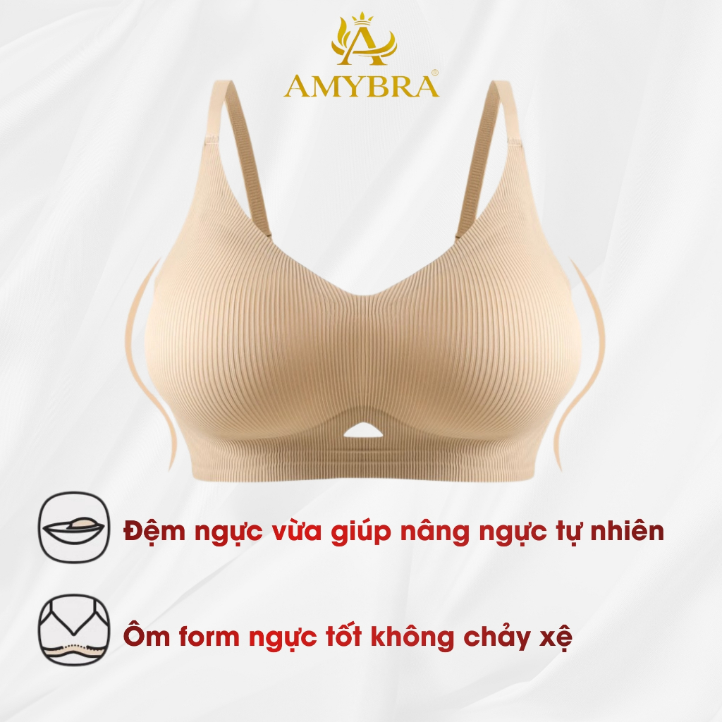 Áo Ngực Nữ Không Gọng Nâng Ngực - Áo lót Nữ Chất Su Co Giãn Thấm Hút Mồ Hôi AMYBRA A1289