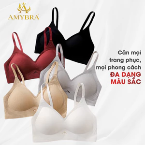Áo Ngực Nữ Su Không Gọng Mềm Mịn, Áo Lót Nữ Đệm Vừa 2cm Chống Chảy Xệ AMYBRA A1289