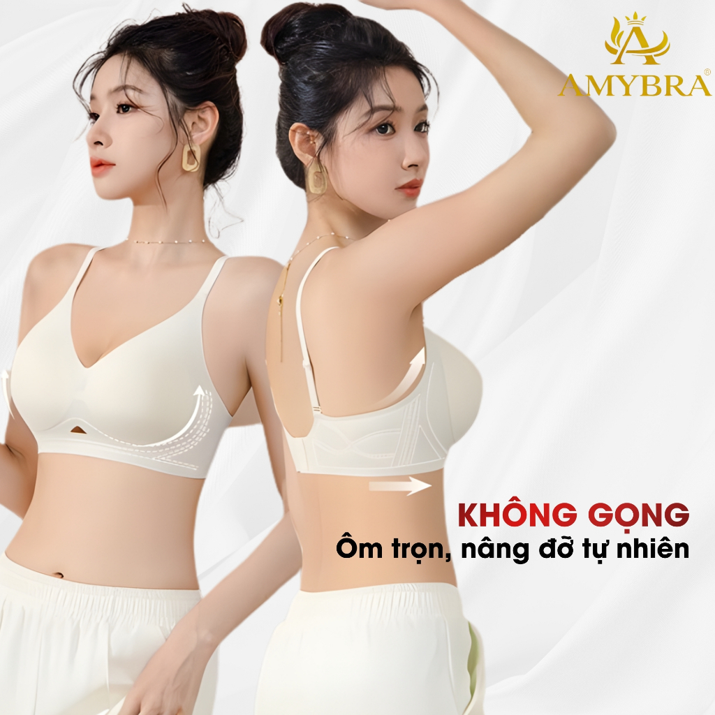 Áo Ngực Nữ Không Gọng Nâng Ngực - Áo lót Nữ Chất Su Co Giãn Thấm Hút Mồ Hôi AMYBRA A1289