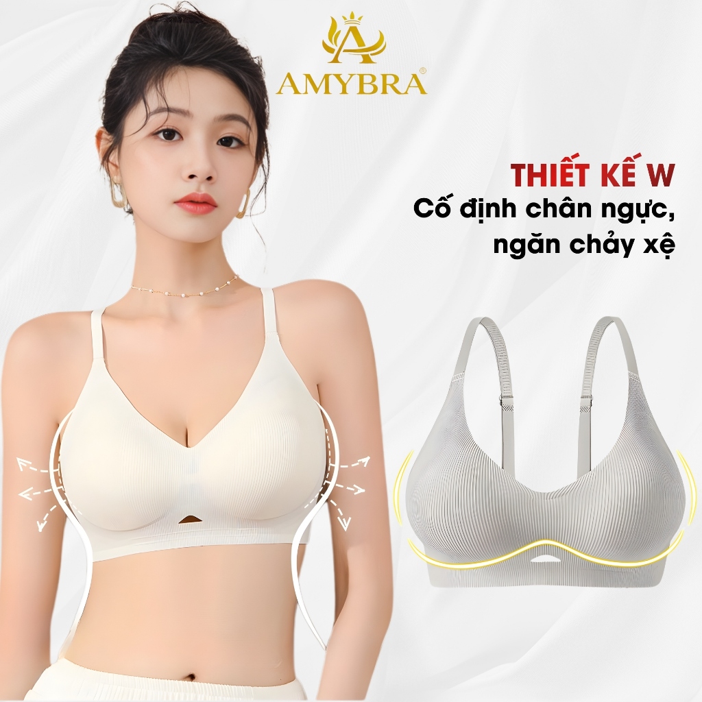 Áo Ngực Nữ Không Gọng Nâng Ngực - Áo lót Nữ Chất Su Co Giãn Thấm Hút Mồ Hôi AMYBRA A1289