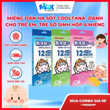 Miếng dán hạ sốt Cooltana (Dán hạ sốt Cool tana) dành cho trẻ em, trẻ sơ sinh Hộp 6 miếng