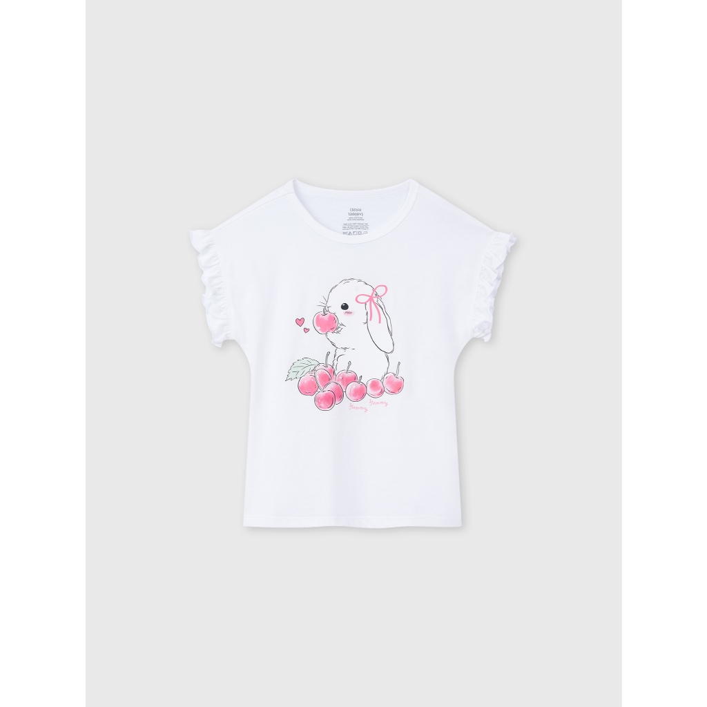 Áo phông bé gái CANIFA chất thun cotton pha tay bèo in họa tiết đáng yêu PS26 1TS26S001