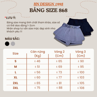 Quần Váy Thiết Kế 2 Tầng Cạp Lưng Cao Khoá Kéo Sau Tôn Dáng HN DESIGN 868