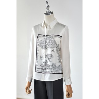 Áo Sơ Mi Lụa Công Sở LAMER FASHION Dáng Suông Dài Tay In Họa Tiết Thiết Kế KUVN L61H24Q018 O61H26Q005
