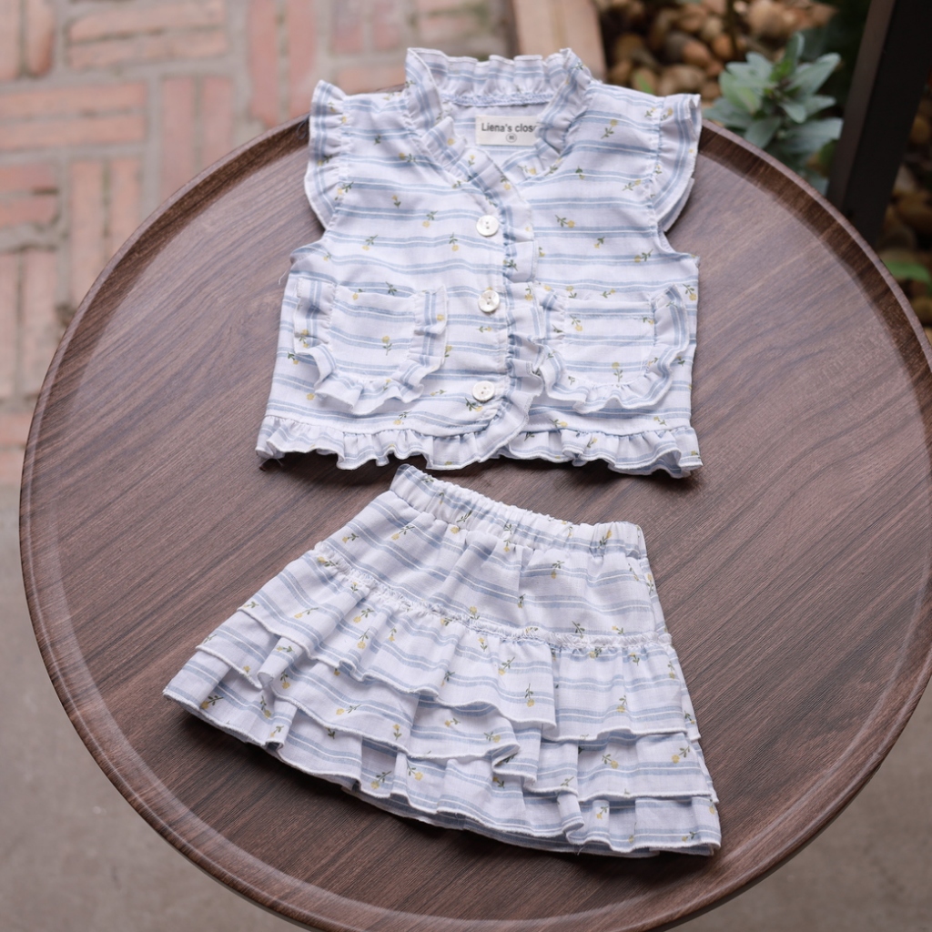 Set Gile Bé Gái  Nhà Liena's Closet Thiết Kế Xinh Xắn 2 Màu Dễ Lựa Chọn Phù Hợp Cho Bé