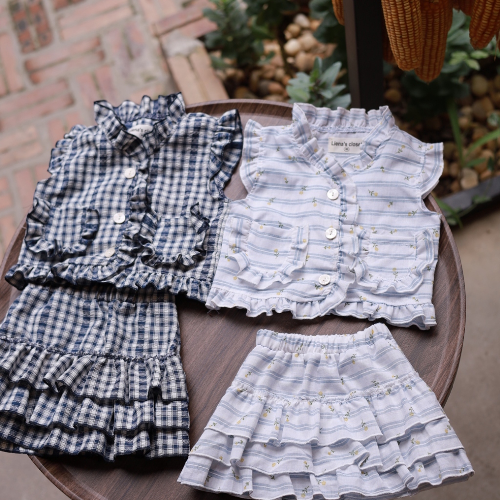 Set Gile Bé Gái  Nhà Liena's Closet Thiết Kế Xinh Xắn 2 Màu Dễ Lựa Chọn Phù Hợp Cho Bé