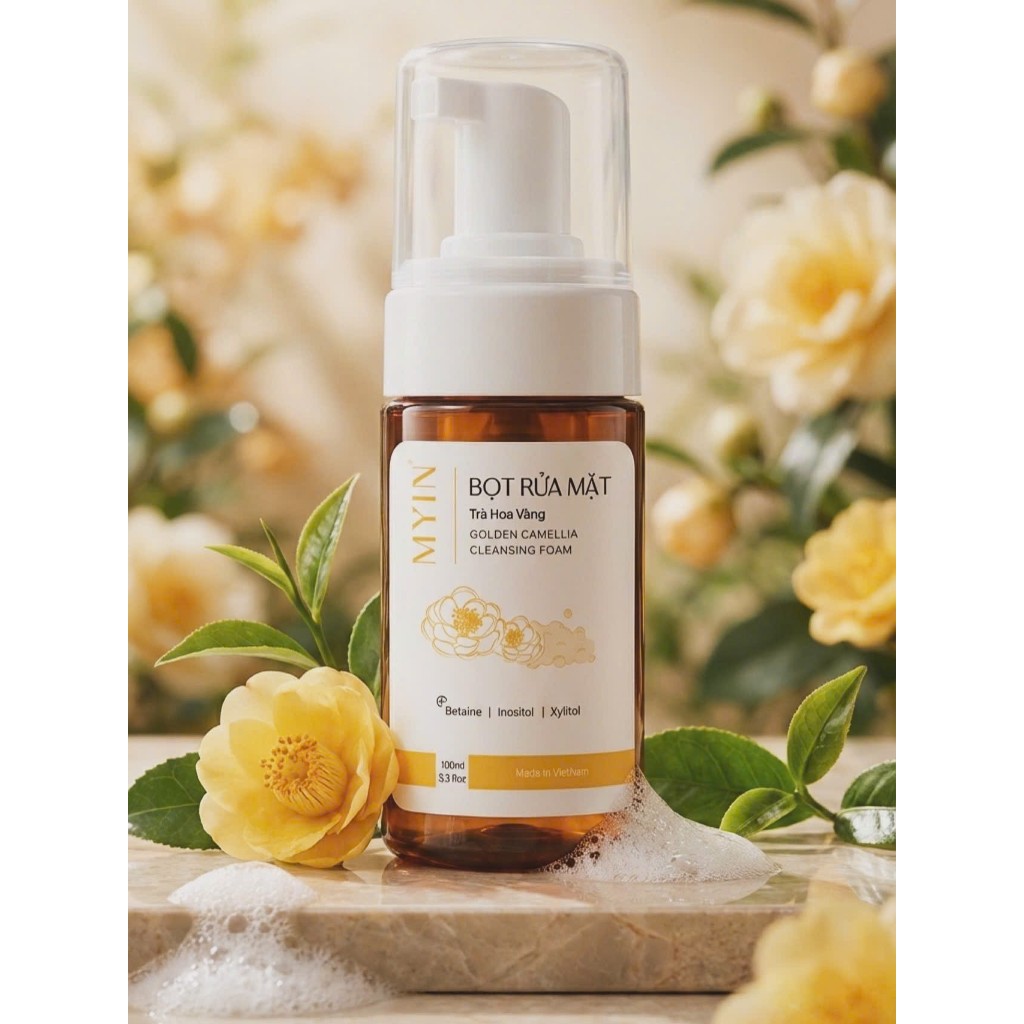 MYIN Bọt Rửa Mặt Trà Hoa Vàng 100ml- Làm Sạch Dịu Nhẹ, Thoáng Lỗ Chân Lông, Hỗ Trợ Giảm Mụn