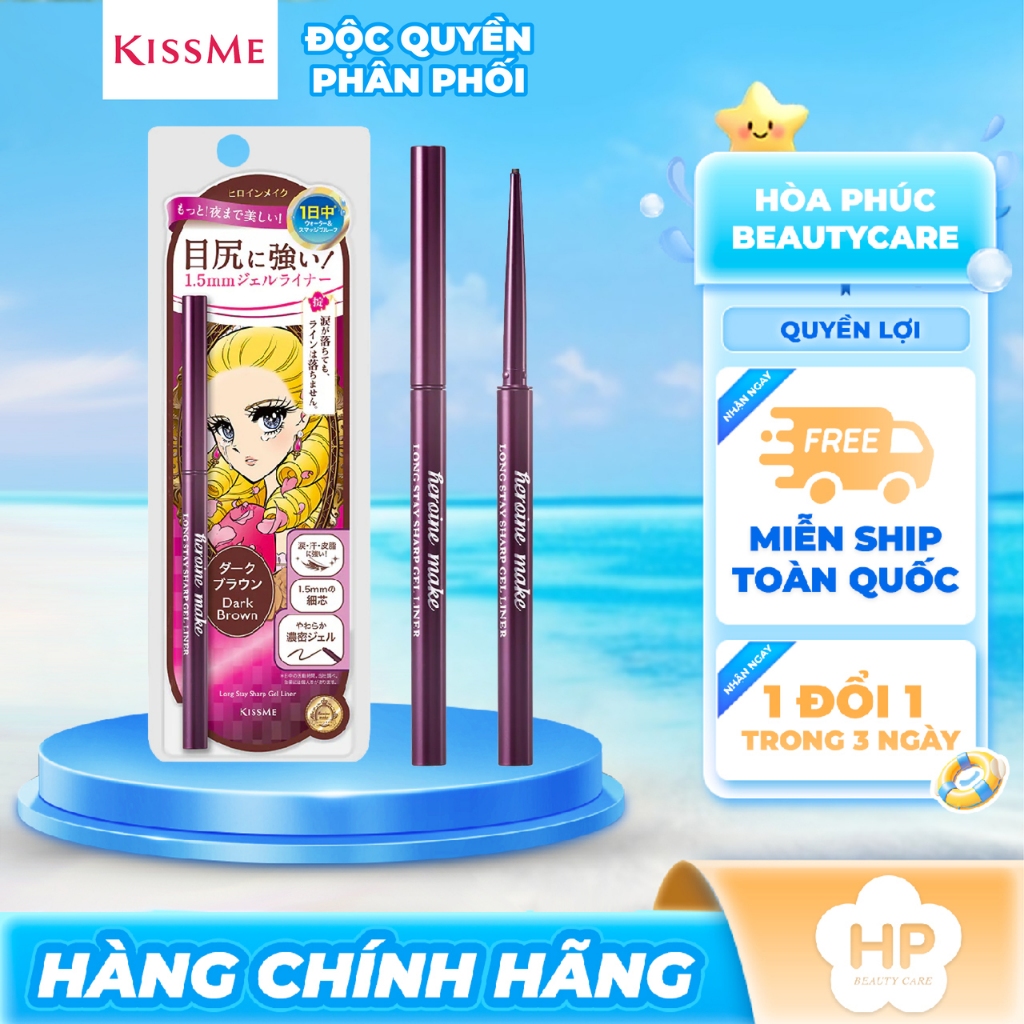 Bút Chì Gel Kẻ Mí Mắt Siêu Chống Trôi Dạng Xoay Kissme Heroine Make Long Stay Sharp Màu Nâu 02