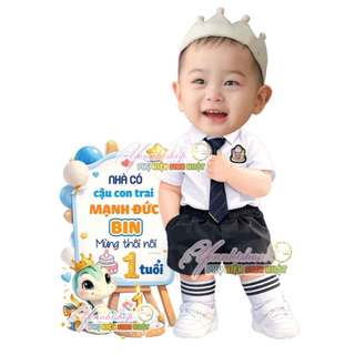 Chibi sinh nhật kèm bảng cảm ơn cho bé trai Yến Nhi Shop