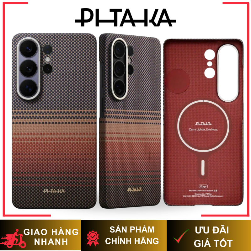 Ốp PITAKA Bản Khoét Viền Mỏng Có Nút Aaron NFC – Siêu Phẩm Từ Sợi Aramid Dệt Chính Hãng cho S25Ultra & S26Ultra
