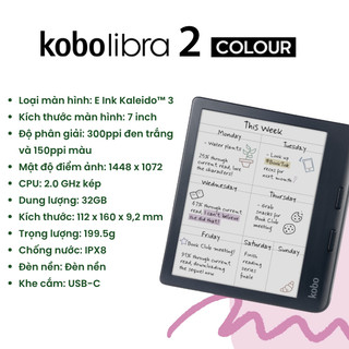 Máy đọc sách Kobo Libra 2 Colour màn hình màu 7 inch E Ink Kaleido 3 Hỏa tốc HCM