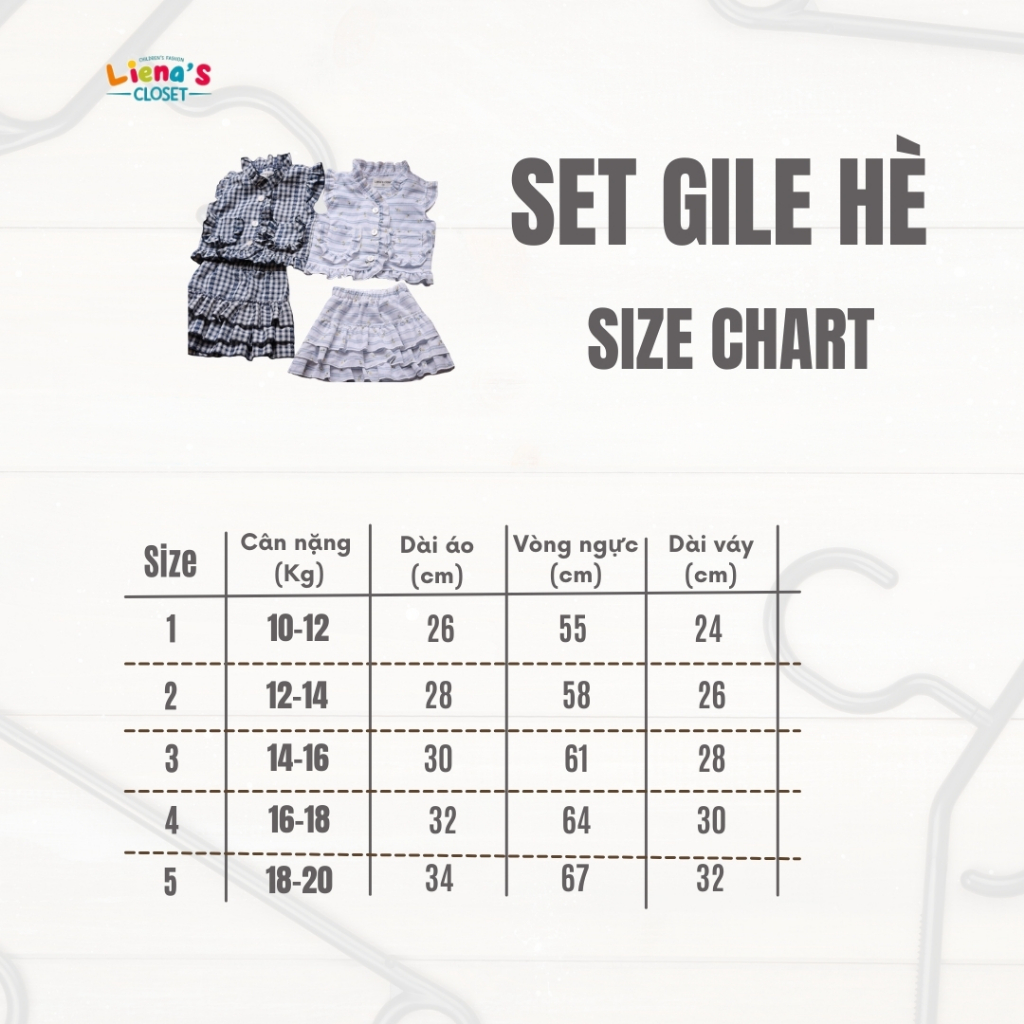 Set Gile Bé Gái  Nhà Liena's Closet Thiết Kế Xinh Xắn 2 Màu Dễ Lựa Chọn Phù Hợp Cho Bé