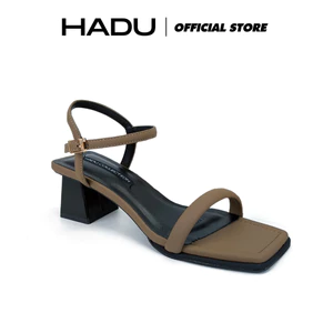 Giày Cao Gót 6P Quai Ngang HADU M5105 Sandal Đế Vuông Quai Phồng Êm Ái Da PU Cao Cấp BH 12T